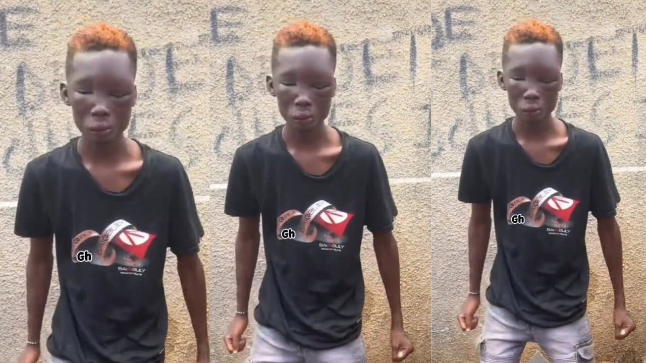 GH thief made to dance to gospel songs after being manhandled (Video)