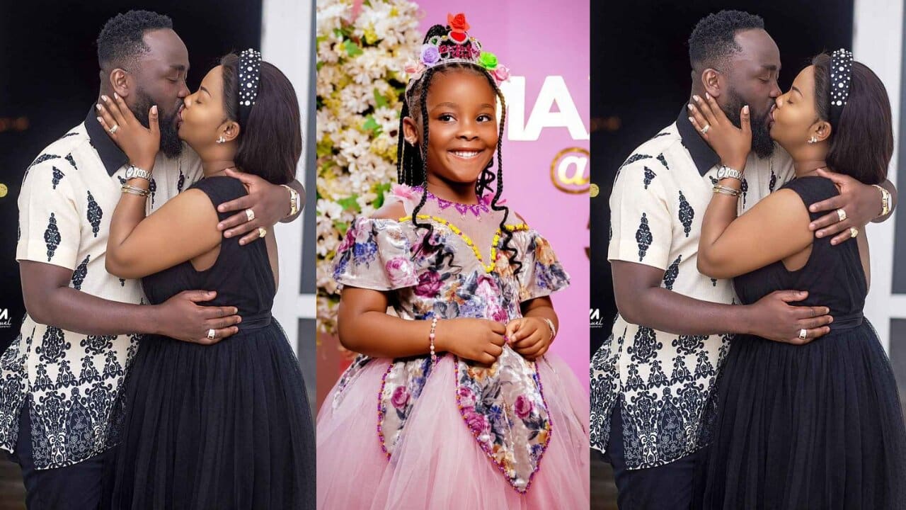 Trending video of Mcbrown and her hubby sharing kisses to dispel divorce rumours on Baby Maxin's birthday