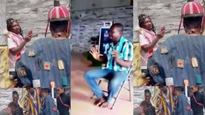 Video Moment powerful fetish priest storms popular church in Accra to take back his juju given to the pastor
