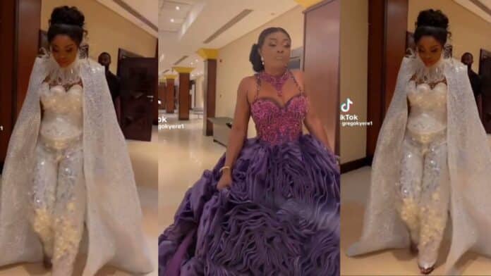 Evangelist mu Cinderella - Ghanaians troll Diana Asamoah wotowoto for wearing a parachute (Video)