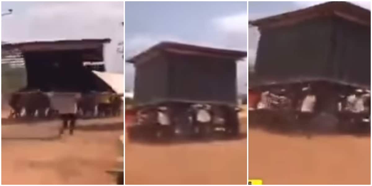 “Let your new boy buy you one” – Ex-boyfriend retrieves container shop he built for girlfriend after breakup (VIDEO)