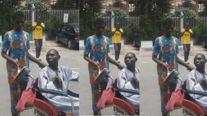 Able-bodied man who disguises himself as crippled to receive money from kind people busted (Video)