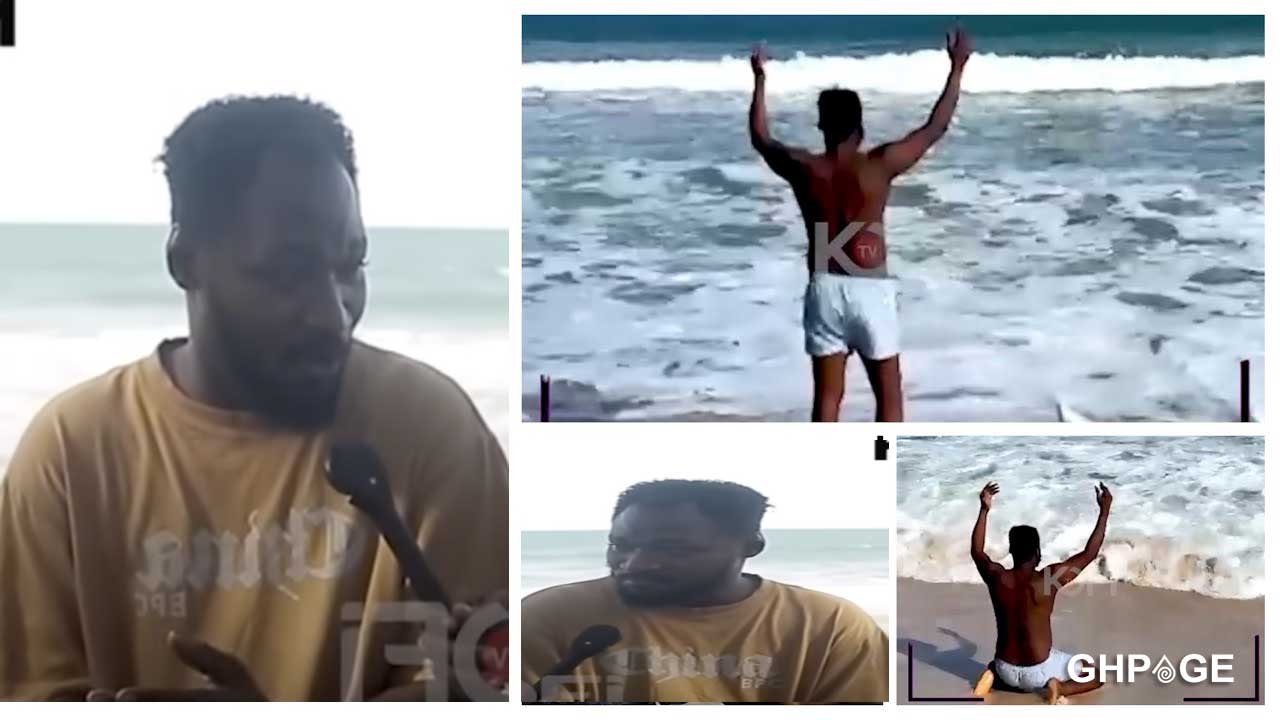 “I am done”— Funny Face enters Sea to cleanse himself after being granted bail (VIDEO)
