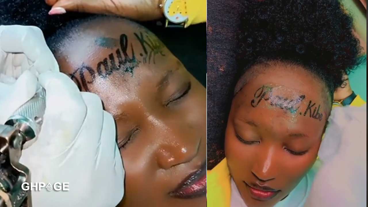 Lady tattoos boyfriend’s name on her forehead as a sign of everlasting commitment to him