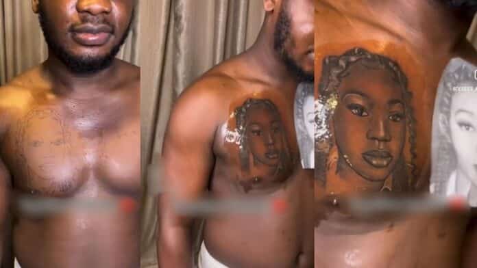 Guy goes viral for tattooing his girlfriend's face on his chest