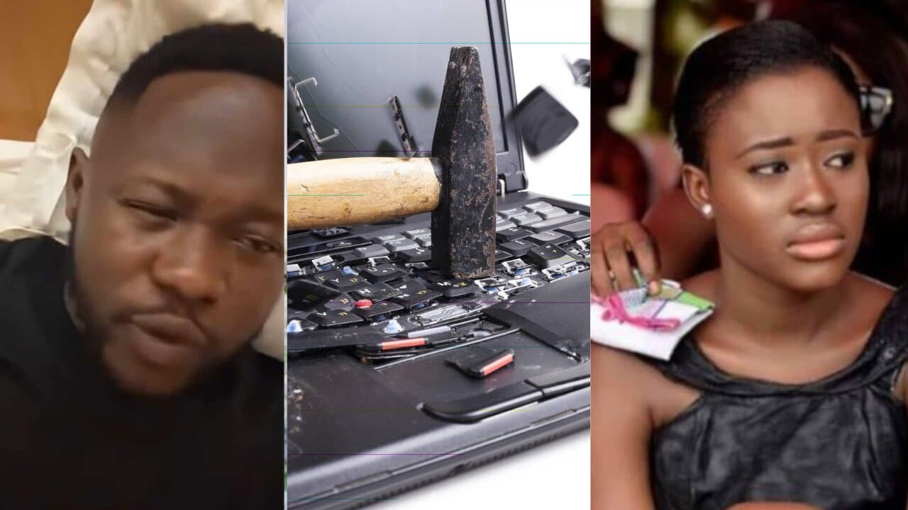 How Fella Makafui allegedly hit Medikal's head with a hanger and destroyed his laptop for cheating (2)