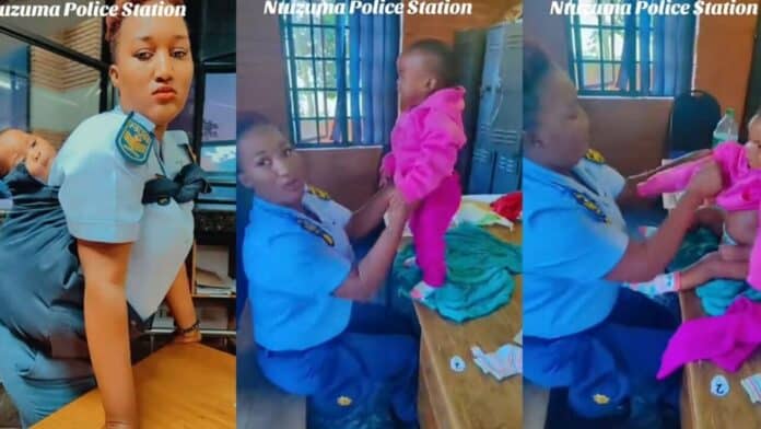 Sad! Broke mother pretends to use the toilet and abandons baby at police station