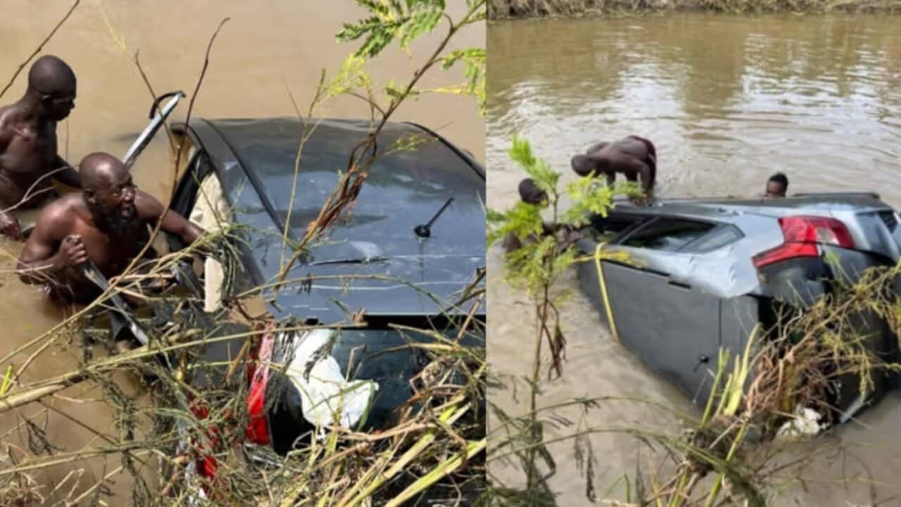 Sad! Young man found dead on Accra-Tema motorway after his car submerged in floodwaters
