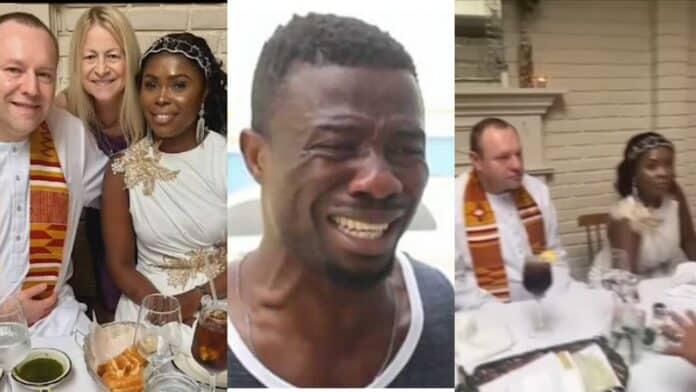 Watch the full plush wedding ceremony of Kwaku Manu's ex-wife's marriage to her rich obroni husband