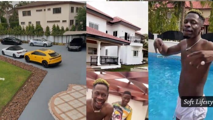 Shatta Wale flaunts his expensive car collection inside his 25 million mansion