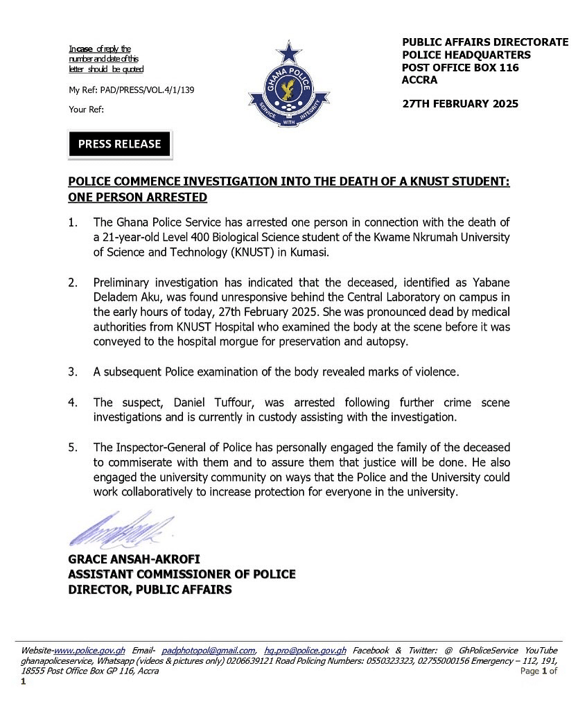 Police statement - GhPage