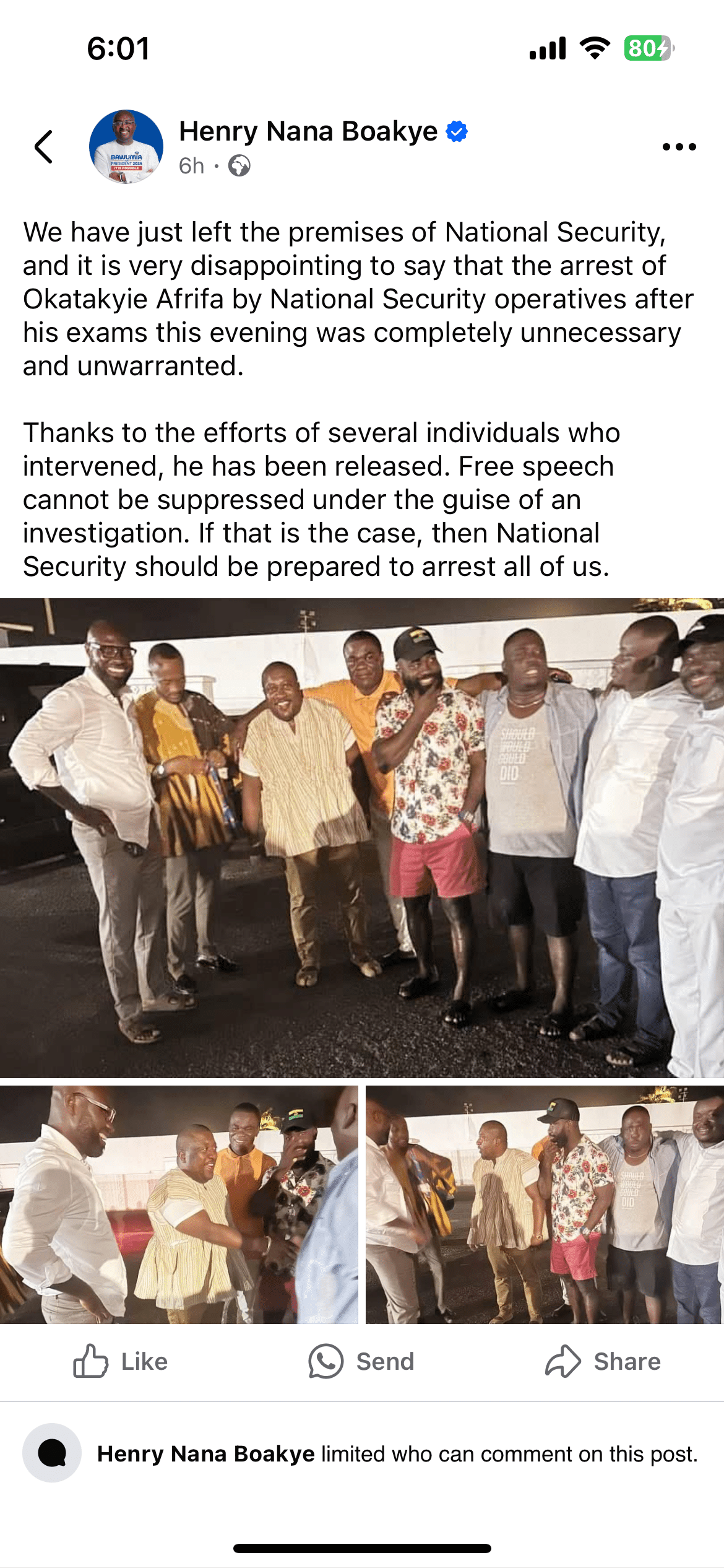 Screenshot of Nana B’s post - GhPage