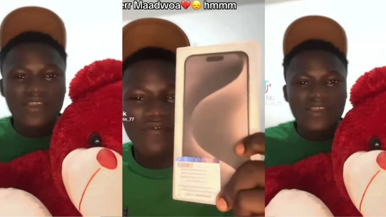 Kelvin showing off gifts he bought for Maadwoa