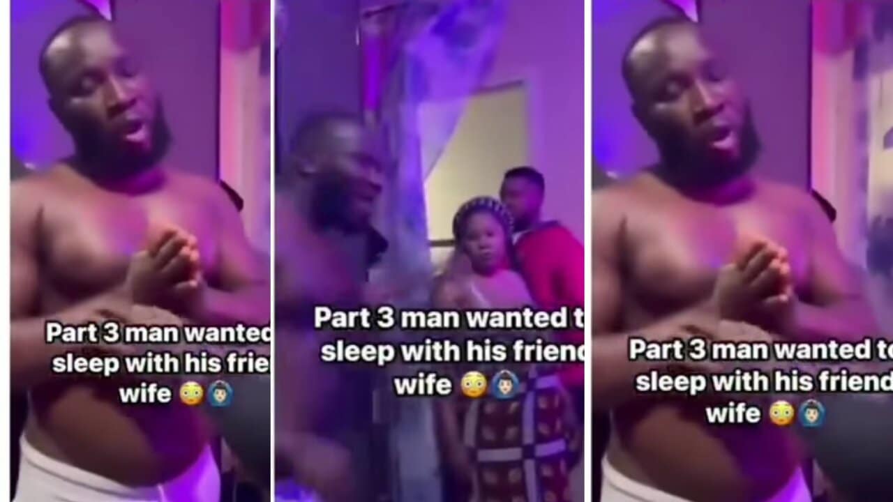 Topless man in the room