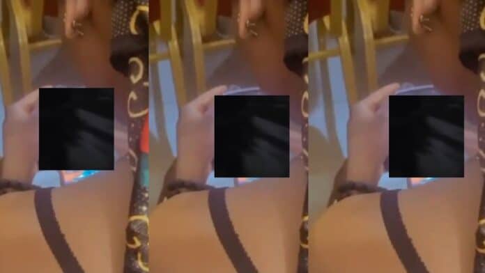 VIDEO Lady filmed watching blue film inside the church during Sunday Service