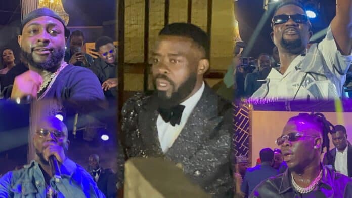 Richard Nii Quaye with musicians who performed at his birthday party