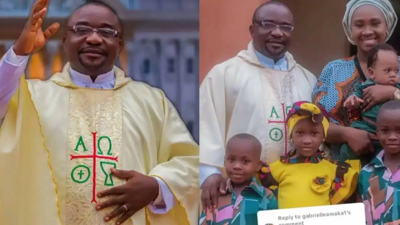 Catholic Priest with his wife and kids Catholic Priest with his wife and kids