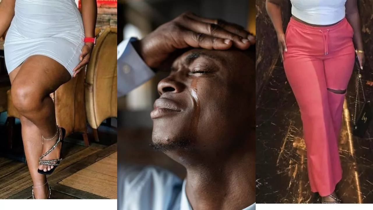 Guy crying in between two ladies Guy crying in between two ladies