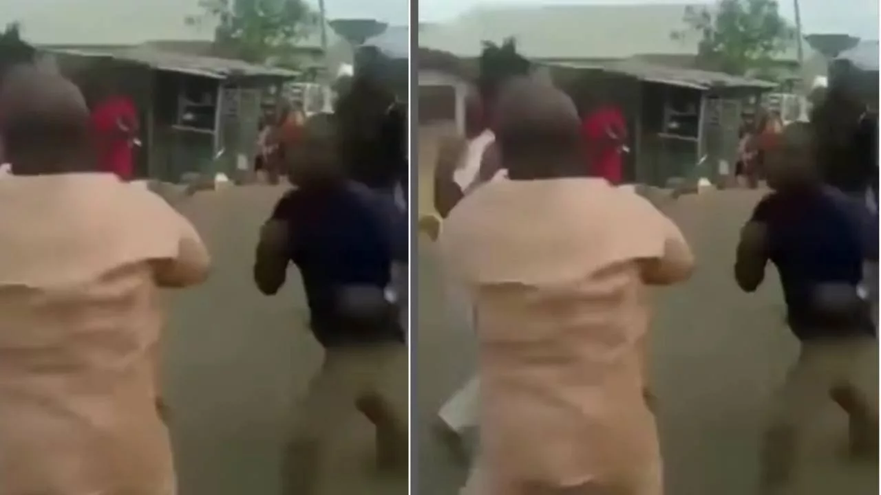 Men filmed fighting Men filmed fighting