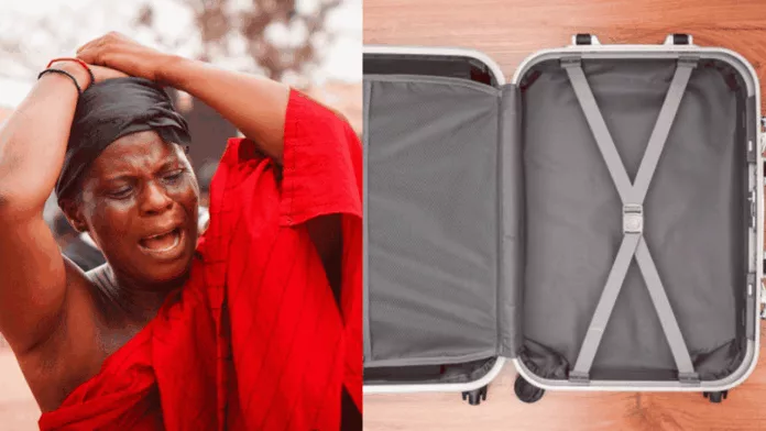 Ghanaian Woman Crying Suitcase