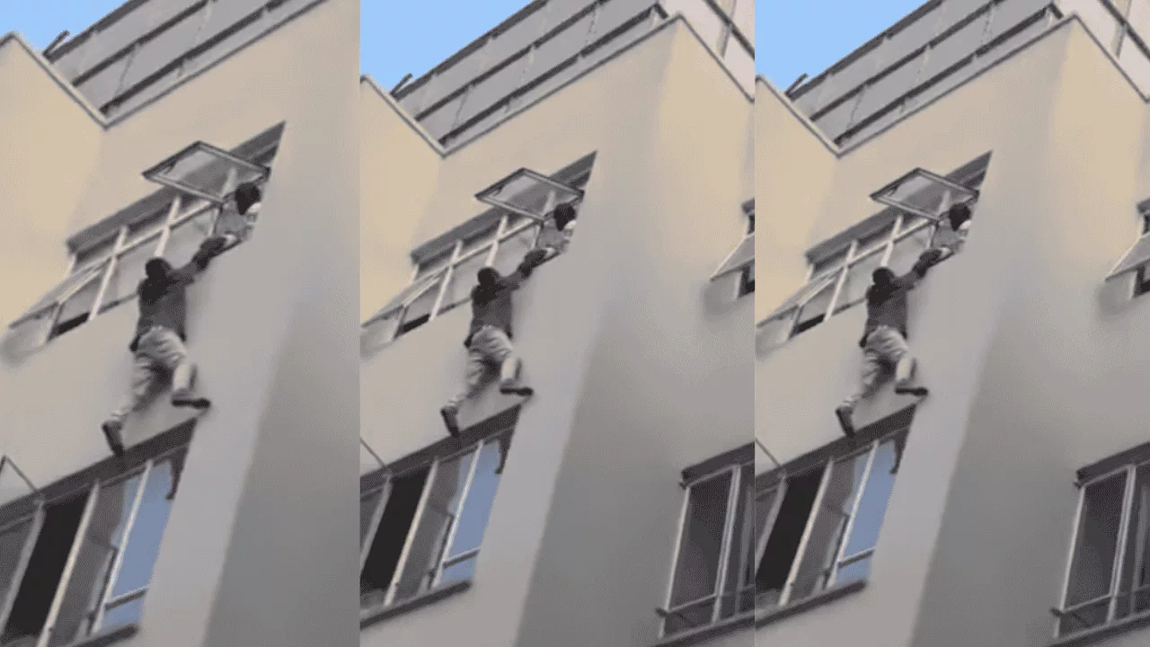 Man on window